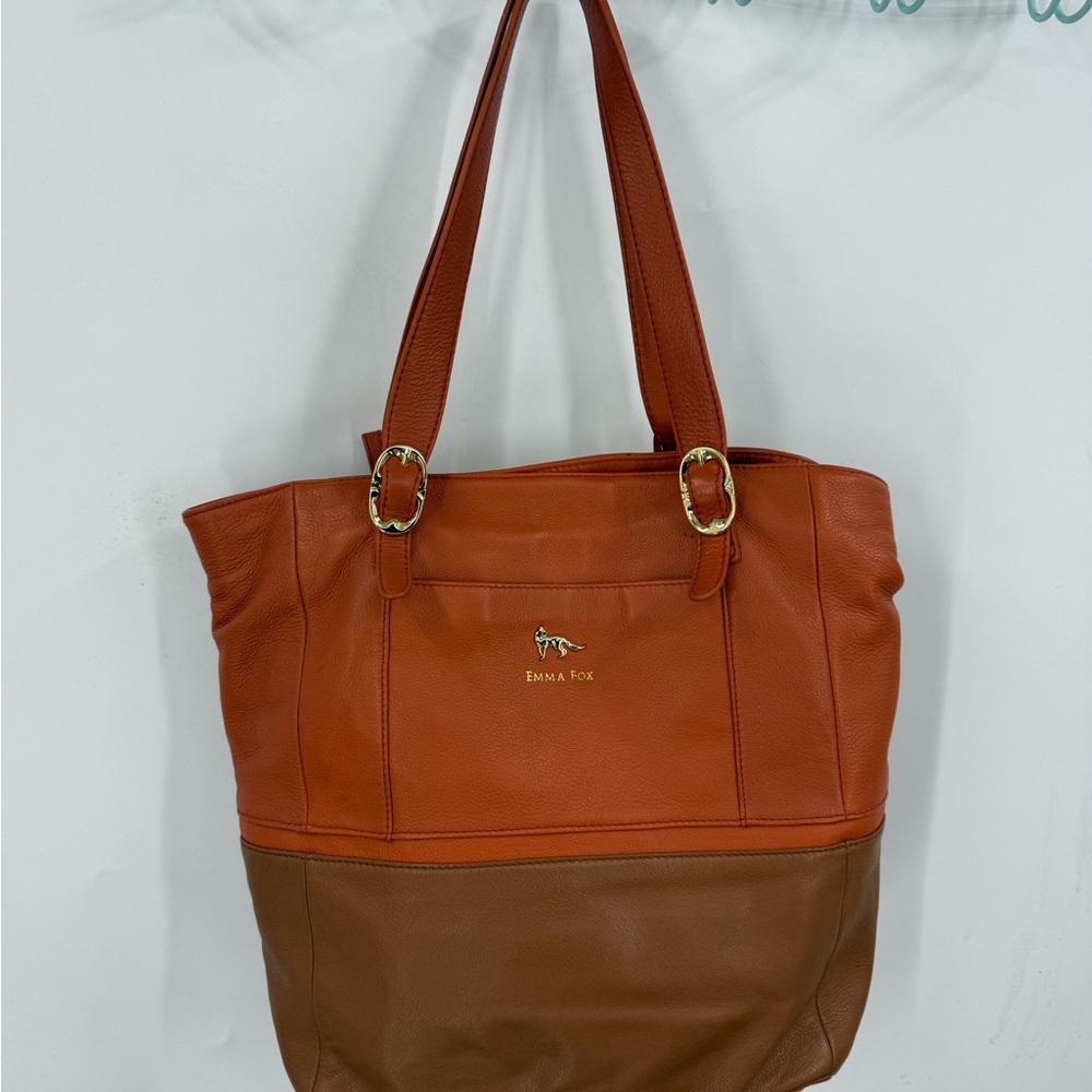 Emma Fox leather color block overnight shoulder leather tote bag multipurpose